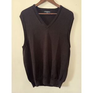 Express Design Studio Men's 100% Merino Wool V-Neck Sweater Vest Brown XL